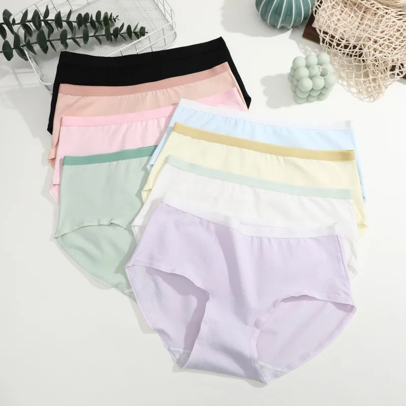 3Pcs/Set Women's Seamless Cotton Briefs Women Panties Solid Color Breathable Underwear Female Low Waist Soft Lingerie S-XXL.