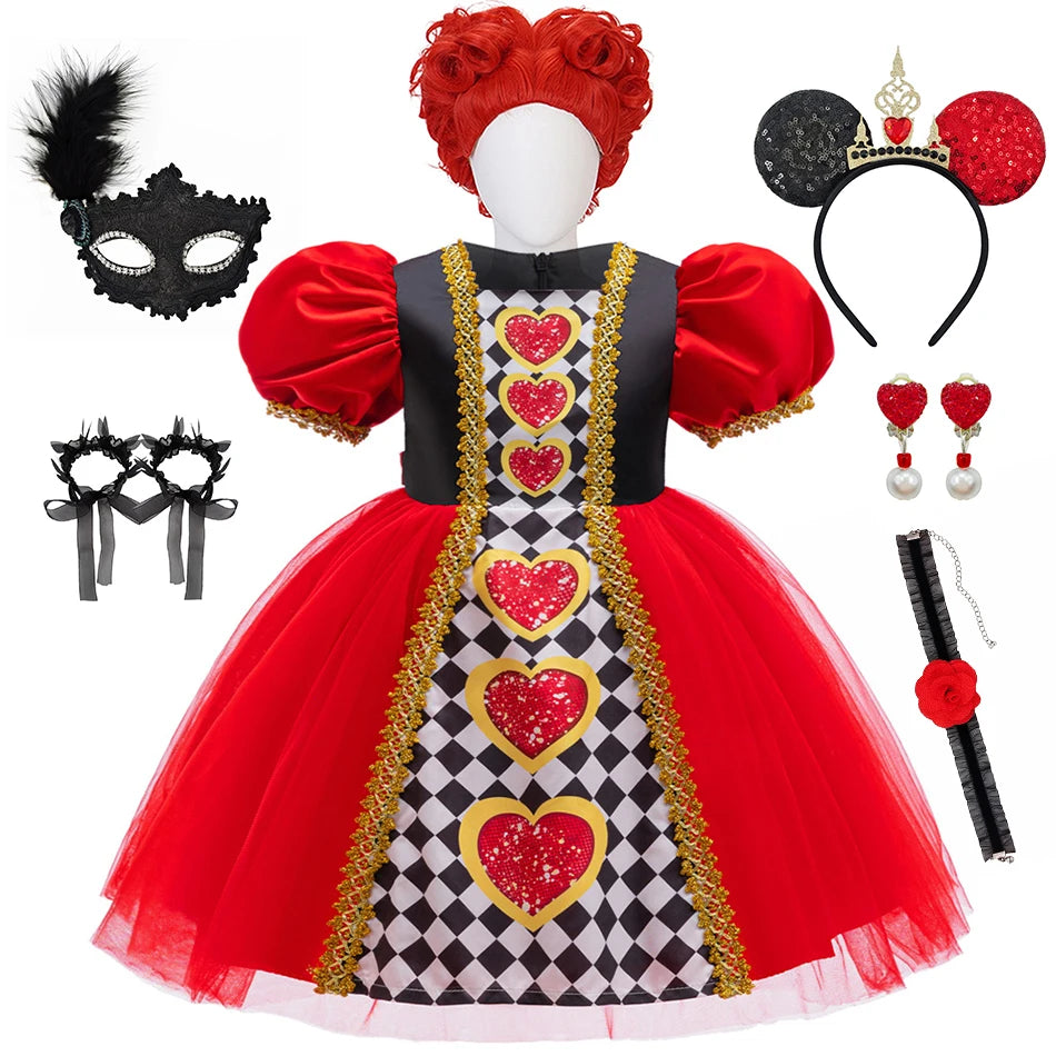 Alice Red Queen Cosplay Prinzessin Kleid Mädchen Deluxe Performance Kleidung Kind Karneval Halloween Party Charm Kostüm Geburtstagsgeschenk