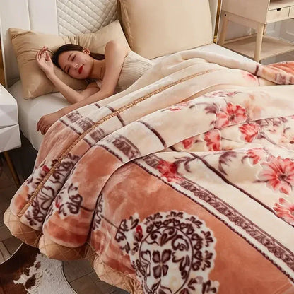 Double Layer Plush Blanket Winter Warm Comfortable Quilt Household Multiple Sizes Soft Comfortable Sheet 4 Season