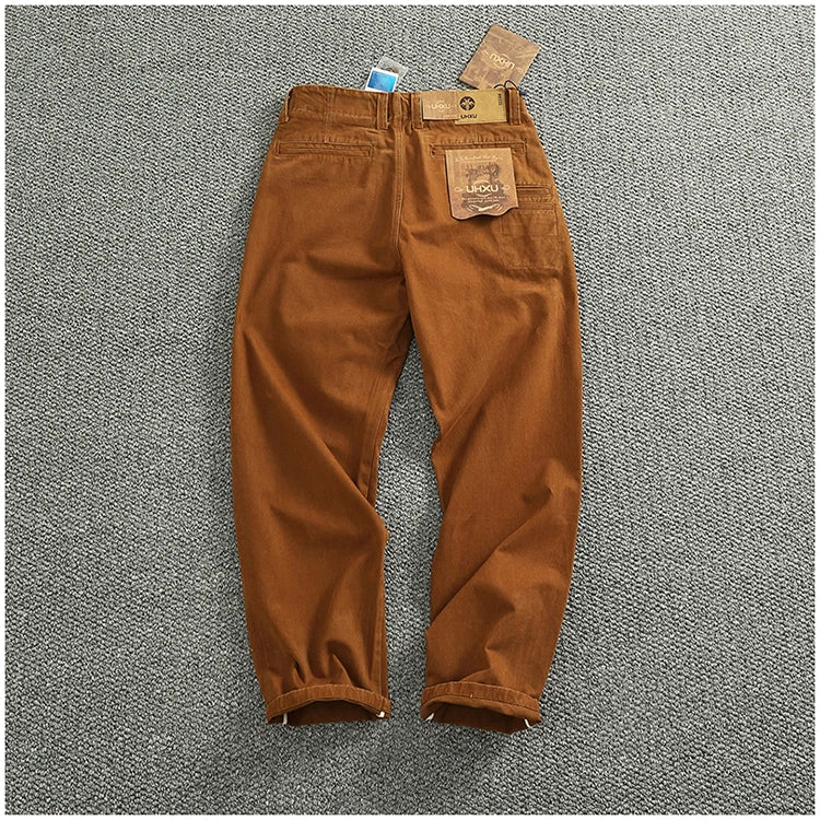 Spring And Autumn New American Retro 100% Cotton Multi-pocketed Washed Old Straight Casual Pants Loose Fashion Cargo Trousers.