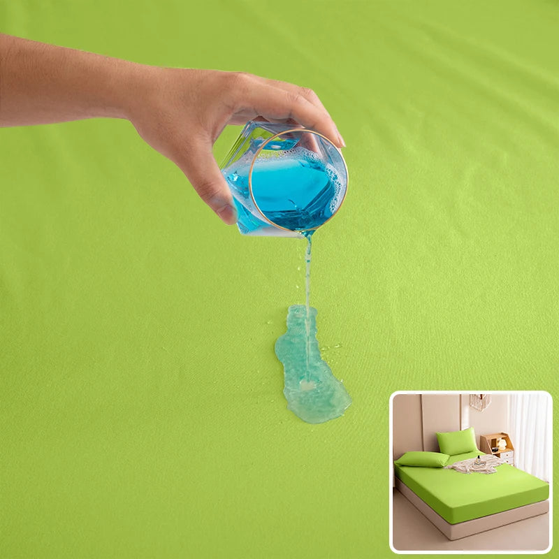 Safe Waterproof Mattress Cover Soft Comfortable Breathable Bed Cover With Elastic Band Fit Machine Washable Single Double Size.