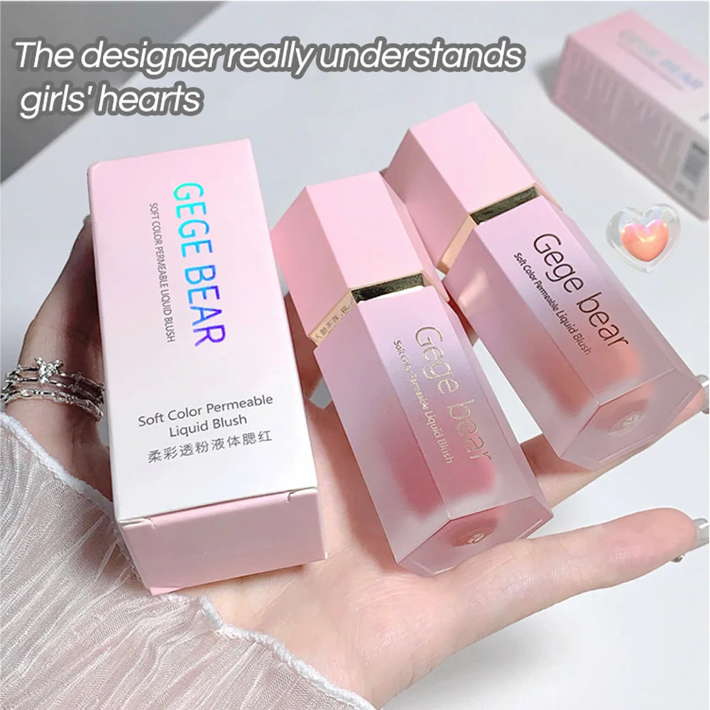 Gege Bear Liquid Blush Cream 6 Colors Smooth Velvet Matte Pink Blusher Natural Easy To Smudge.