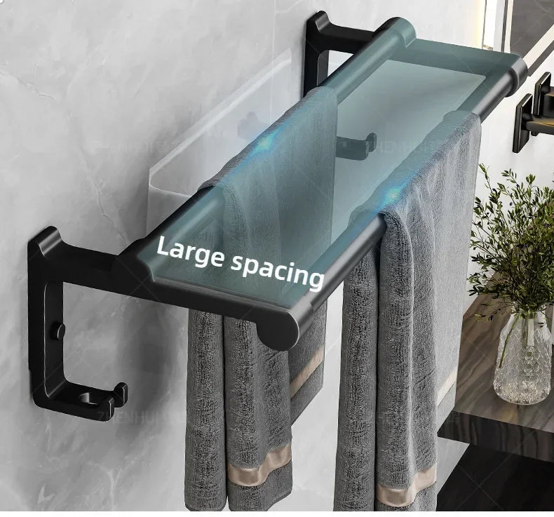 Beliebter Stil, 40/50 cm, selbstklebende Wandhalterung für Badezimmer, wasserdicht und rostfrei, Aufbewahrungsregal mit Haken, Handtuchhalter