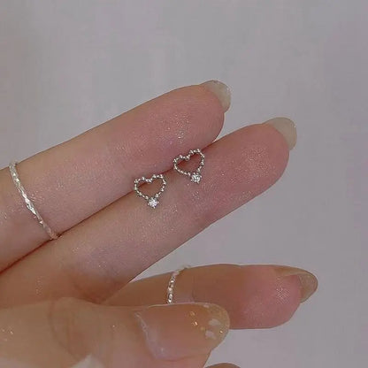 Korean Cute Ear Piercing Water Drop Earrings for Women Crystal Short Tassel Hypoallergenic Female Earrings Party Jewelry Brincos