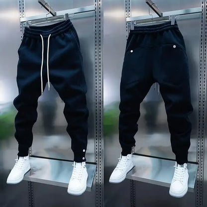 Solid Slim Fit Trousers Men's Casual Pants Loose Pockets Straight Cylinder Leggings Korean Fashion  Harajuku Sweatpants y2k pant.