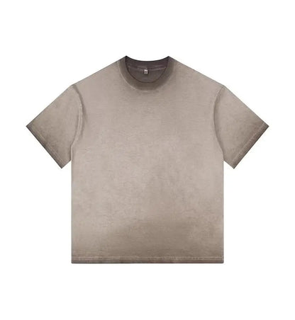 Retro Style Short-sleeved Gradual Change T-shirt Men's and Women's Casual Fashion Loose Simple Cotton Crew Neck Bottoming Shirt.