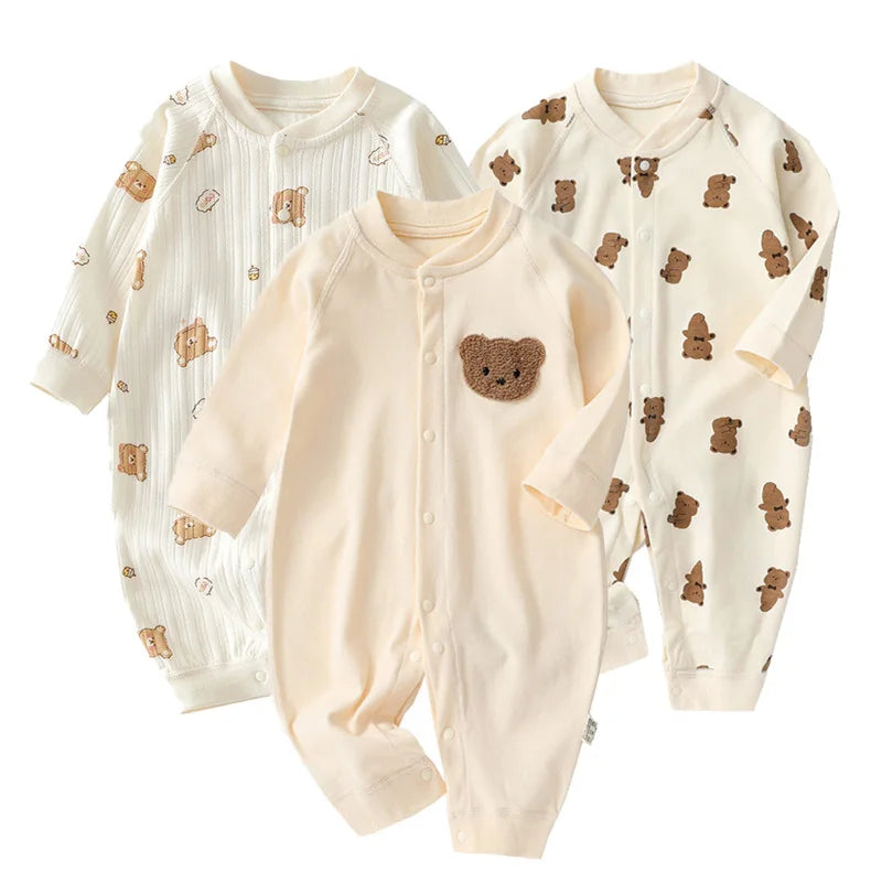 Baby Herbst Kleidung Cartoon Bär Gedruckt Strampler für Jungen Mädchen Neugeborenen Einteiliges Kleidung Baumwolle Kleinkind Body Infant Kostüm.