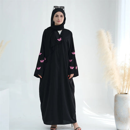 Ramadan Open Linen Butterfly Kimono Abaya Dubai Turkey Islam Muslim Dress Abayas For Women Kebaya Kaftan Robe Musulmane Femme.