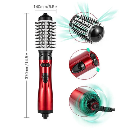 Hot Air Brush Design 3-In-1 Rotating Electric Hair Straightener Curling Comb Roller One-Step Electric Ion Hair Brush.
