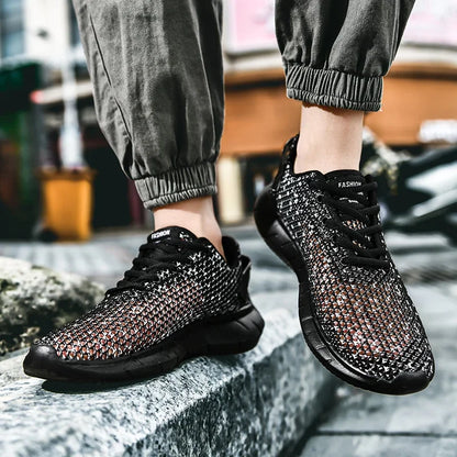 Summer Mesh Men Casual Shoes Comfortable Mens Walking Sneakers Breathable Hollow Man Running Shoes Lightweight Sport Shoes.