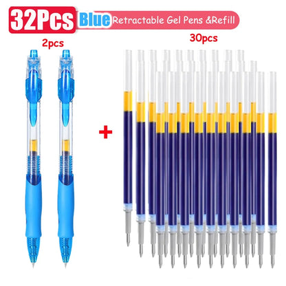 1–63 Stück einziehbares Gelschreiber-Set, Kugelschreiber mit schwarzer/roter/blauer Tinte zum Schreiben, 0,5 mm Nachfüllungen, Bürozubehör, Schulbedarf, Schreibwaren