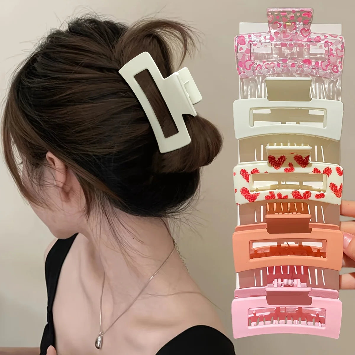 5Pcs for Women, Pink, Fashionable and Cute, Square Hair Clip Shark Clip, Suitable for Daily Use, Gift Hair Accessories.