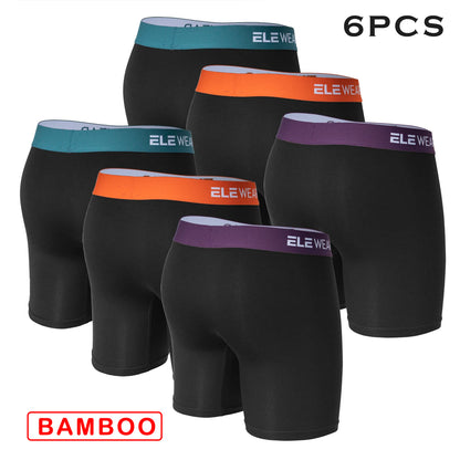 6-teilige Bambus-Männerunterwäsche mit Öffnung, atmungsaktive Herren-Boxershorts, Herrenhöschen, Unterhosen, Übergröße, modische Boxershorts