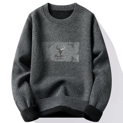 New Mens Fleece Sweater Thickened Pullover Fleece Lined Autumn Winter Crew Neck Jumpers Fashion Knitwear.