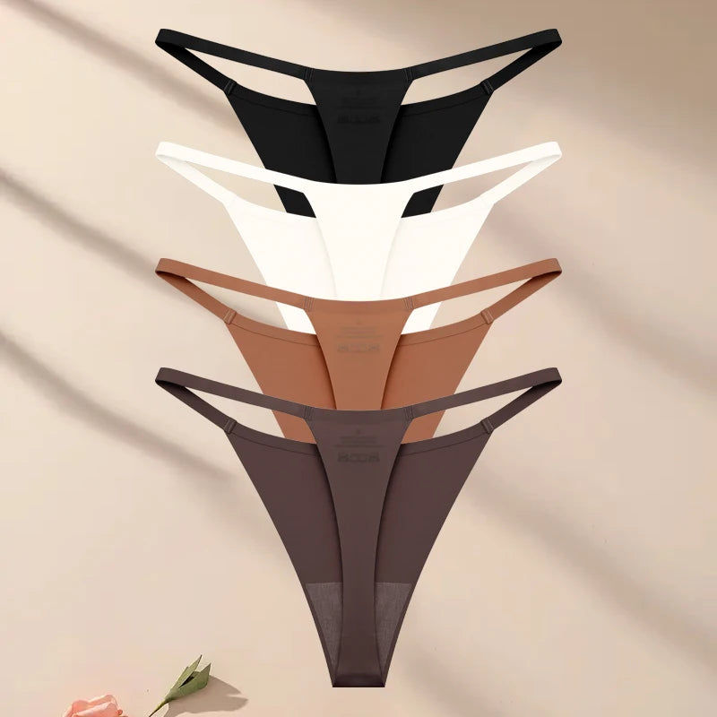 4PcsSet Seamless Ultra-thin Underwear Women Sexy Thin Belt Panties Female High Stretch Thongs Girls Breathable G-String Lingerie