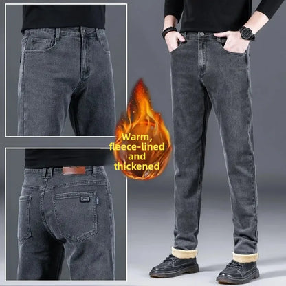Fashionable Casual Men's Jeans Slim Straight Long Pants Versatile Spring Autumn Winter New Style High Waist Trousers.