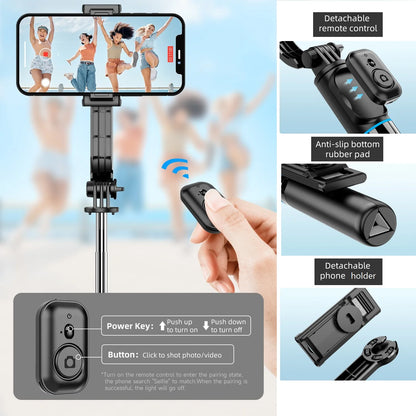 Wireless Selfie Stick Tripod Stand with Bluetooth Remote 42" Extendable Phone Tripod for iPhone Samsung Huawei Video Recording.
