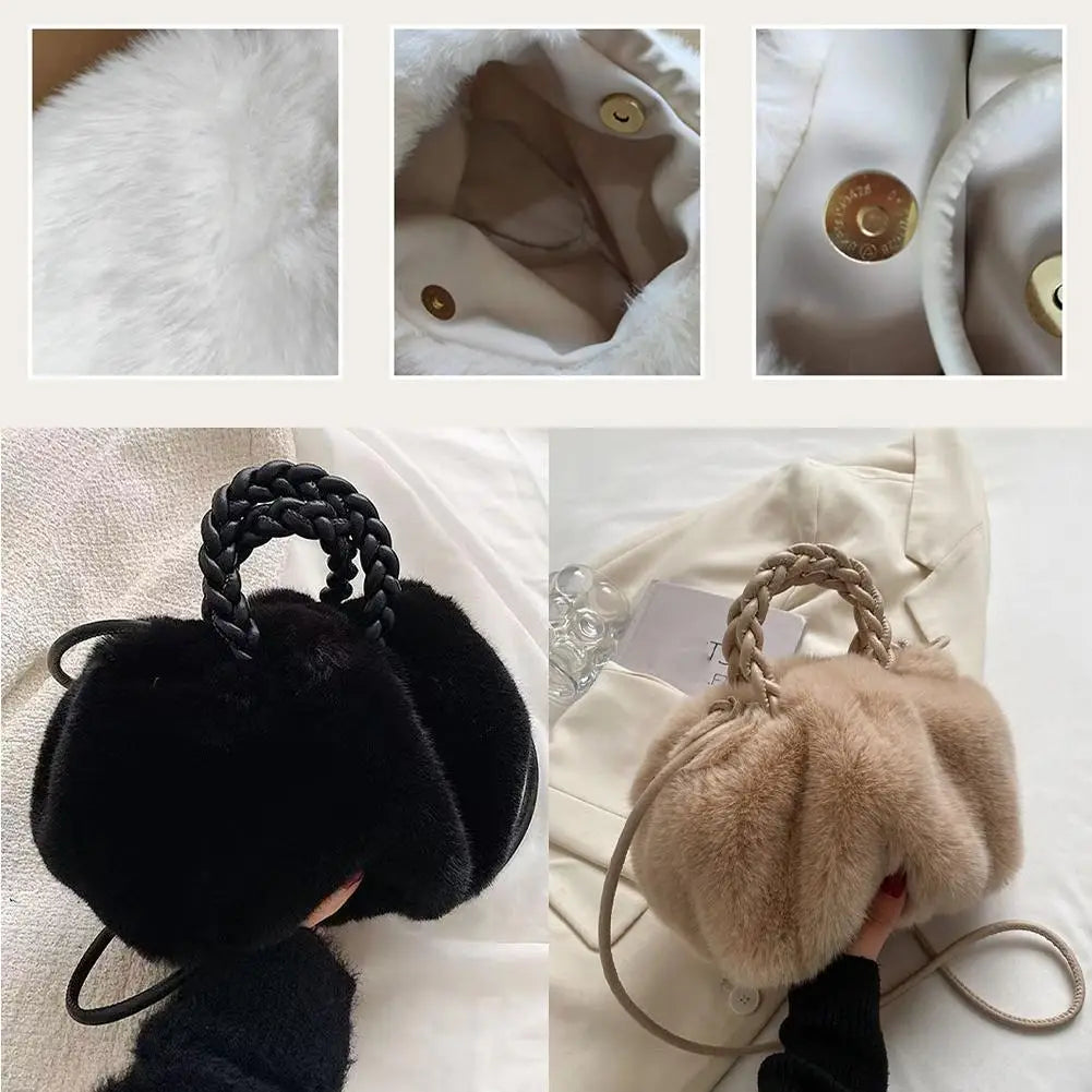 Cute Pumpkin Bag 2025 Autumn And Winter New Fashion Cloud Crossbody Bag Niche Design Sweet Girl Handbag.