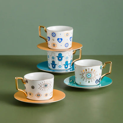 Blue Eye Ceramic Coffee cup European Fashion Coffee cup Dish Set Home Afternoon Tea Tea Cup tea cups and saucer sets  coffee cup.