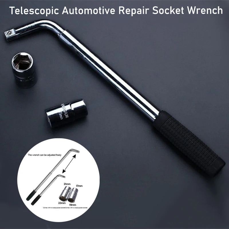 Teleskop-Radschlüssel, Schraubenschlüssel, Radschlüssel mit Steckschlüssel, Autoreparaturwerkzeuge, 17/19, 21/23 mm