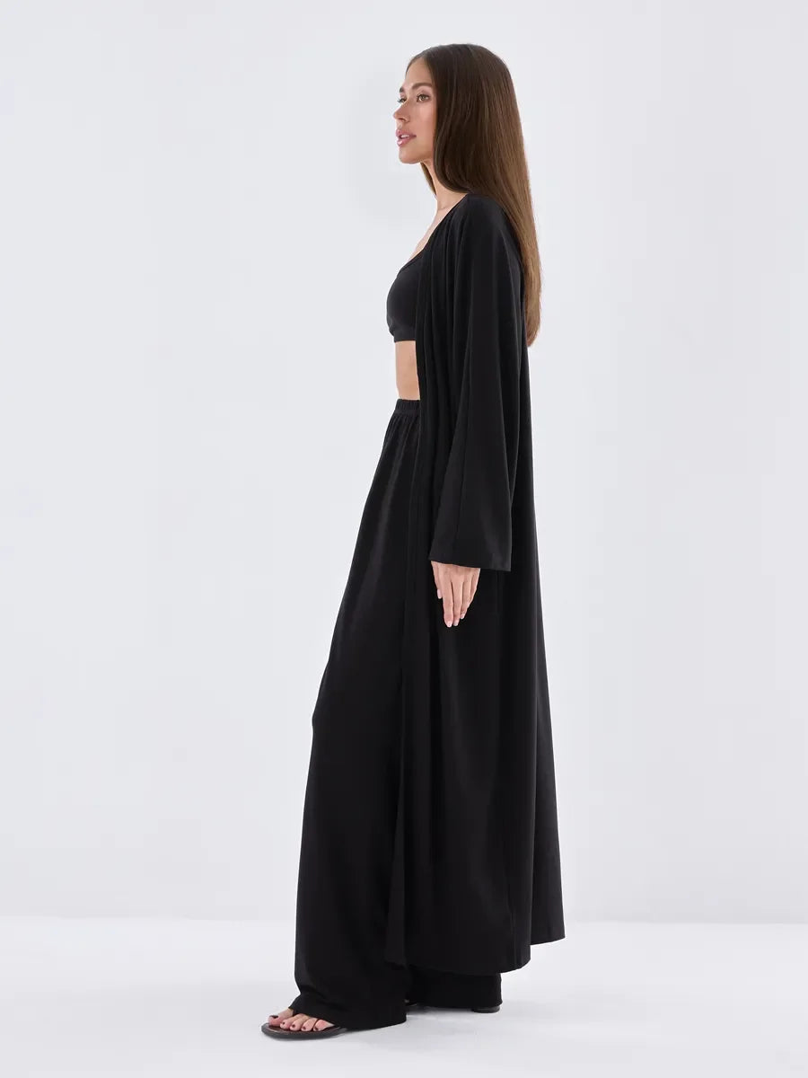 Hirsionsan Modal Soft Loose Sets Women Casual Three Pieces Long Sleeve Cardigan & High Waist Pants & Vest Outfits Tracksuit 2025