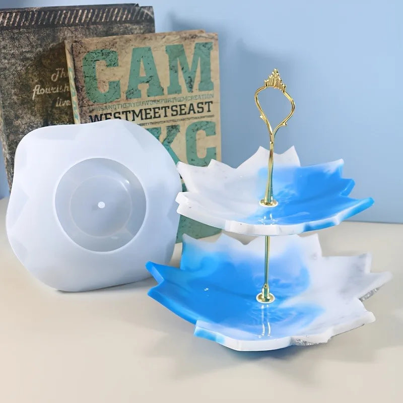 DIY Cake Stand Resin Tray Molds, Epoxy Resin Cake Storage Rack Dish Tray Casting Mold For Making Cupcake Dessert Platter.