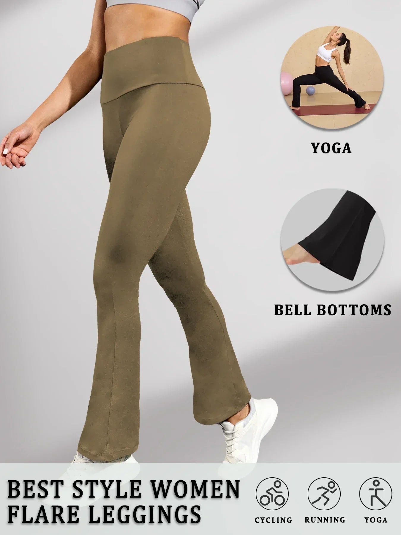 Women's Super Soft Flare Pants High Waisted Tummy Control Workout Yoga Leggings Bell Bottoms.