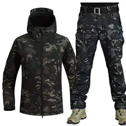 Winter Autumn Fleece Men Jacket Tactical Waterproof Suit Outdoor Fishing Hiking Camping Tracksuits Coat Thermal Suit.
