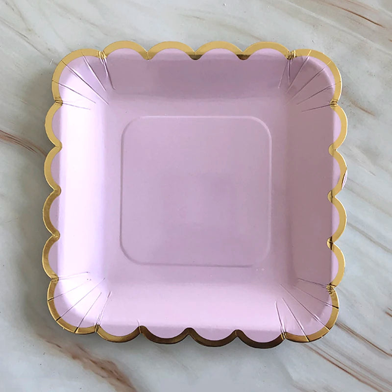 Purple Gold Party Paper Cup Plate Straw For Birthday Carnival Kids Favors Wedding Decor Disposable Tableware Party Supplies.