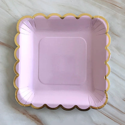 Purple Gold Party Paper Cup Plate Straw For Birthday Carnival Kids Favors Wedding Decor Disposable Tableware Party Supplies.