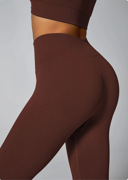 Women's seamless knitted thread yoga pants high waisted sports leggings hip lifting running training slimming and fashionable.