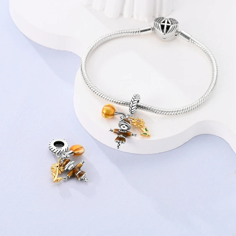 Flowers Series 925 Sterling Silver Sunflowers Tulip Carnation Charms Fit Original Bracelet  For Women Jewelry Making