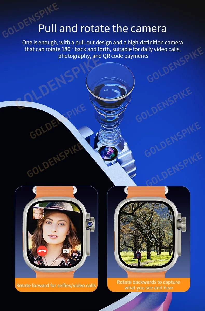 DW100 Pro Android Smartwatch Fingerprint Unlock Control Smart Watch 256GB ROM Free Download App WIFI GPS Camera 2.29inch Amoled.