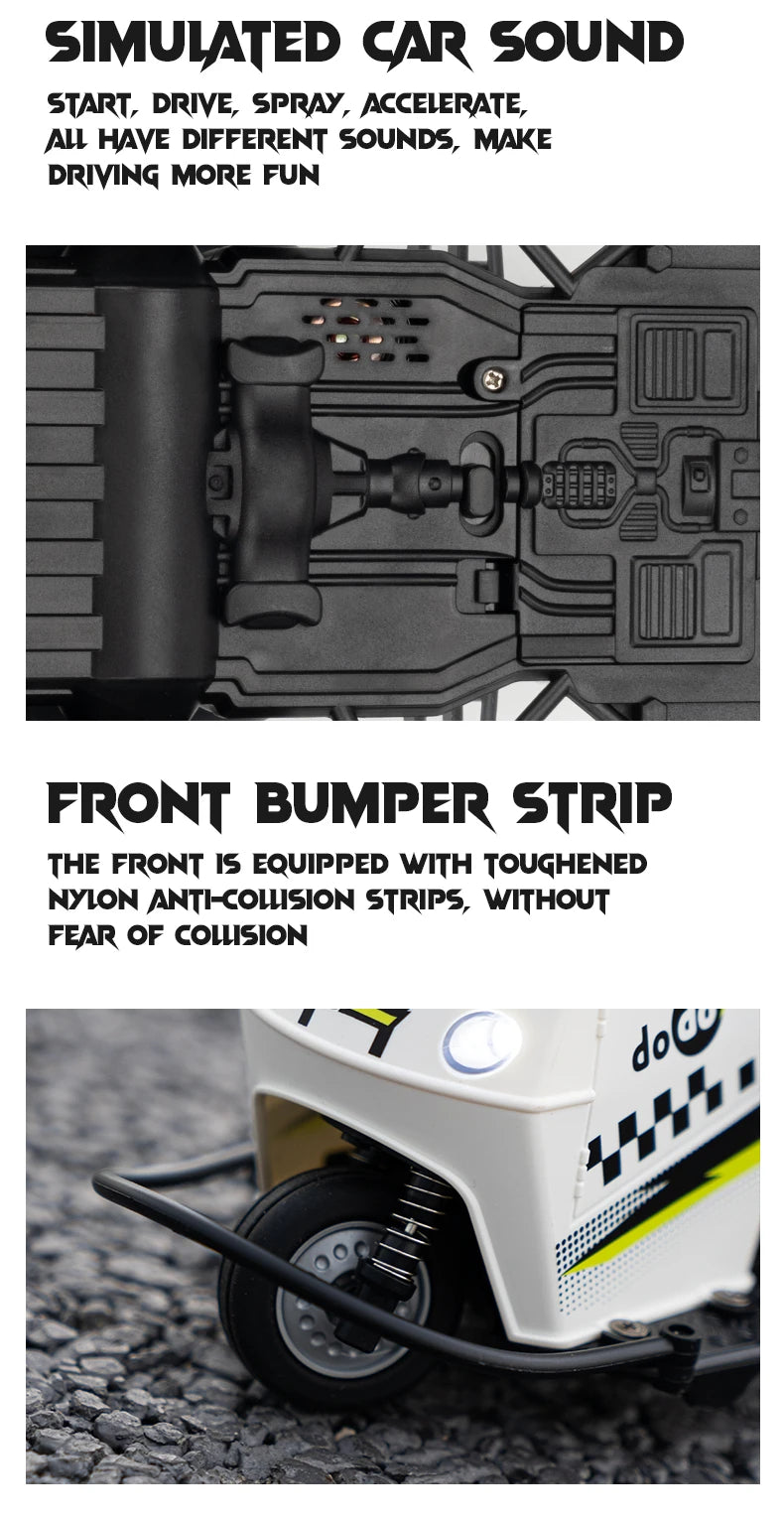 ZWN S810 Three Wheels RC Car With Lights Spray 2.4G Remote Control Electric High Speed Emulation Motorcycles Toys For Kids.