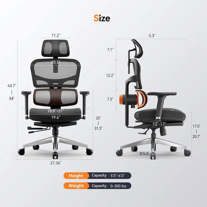 Newtral Stuhl Pro nt002 adaptive untere Rückenlehne ergonomischer Stuhl, verstellbare Armlehne Kopfstütze Fuß stütze, 4d Mesh