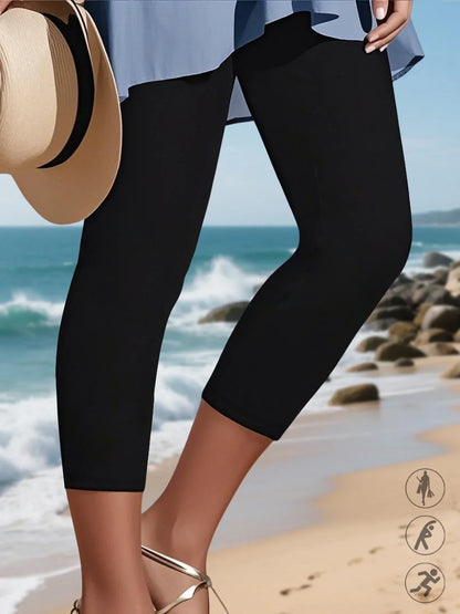 Women's Super Soft Capri Pants High Stretchy Breathable Pants No See Through Workout Running Yoga Athletic Pants Gym Leggings