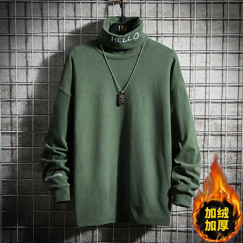 Men's Autumn Winter New Long Sleeve Thick Simplicity Casual Tops Youth All-match Harajuku T Shirts Fashion Vintage Men Clothing.