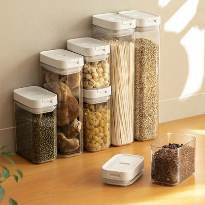 Clear Food Grade Plastic Storage Jar Airtight Seal for Kitchen Snacks Cereals Beans Kitchen Storage Organizer Kitchen Storage.