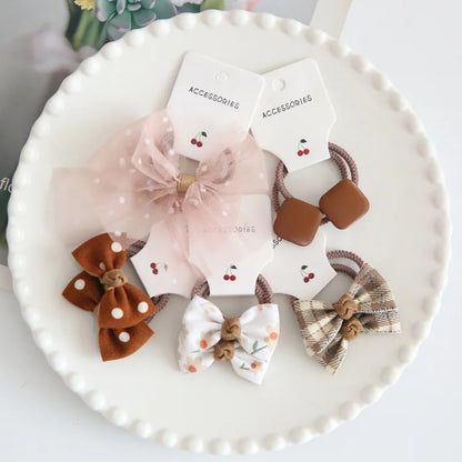10Pcs/Lot, Elastic Hair Bow Clips for Children, Children's Headwear Hair Accessories for girls, Cute Hair ties, Lovely Hair Rope