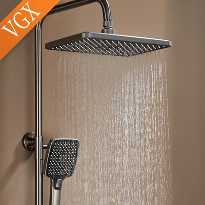 VGX LED Digital Shower System Modern Bathroom Temperature Display Shower Faucet Set Rainlfall Bathroom Mixer Bidet Shower Set