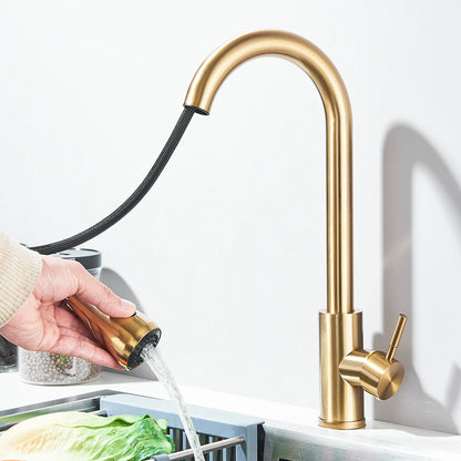 Kitchen Faucet Brushed Nickel Hot and Cold Water Faucet Kitchen Sink Faucet Pull-out Sprayer For Kitchen Sink Faucet