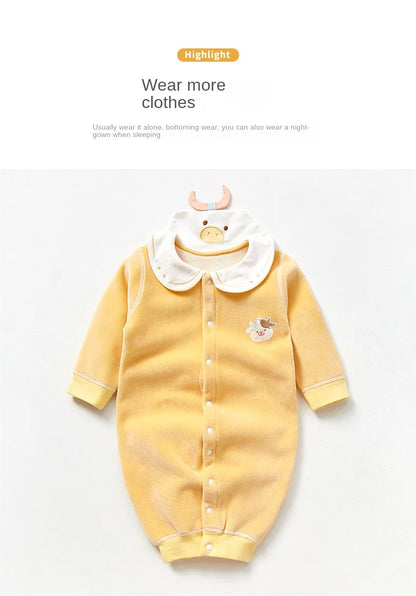 Baby-Body, ausgehend, warm und gezupft, Herren- und Damen-Herbstkleidung, Säuglingsspielanzug-Set, Herbst und Winter.