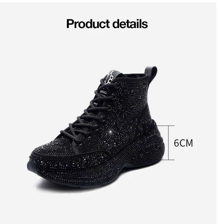 2025 Shiny Rhinestones Thick Sole Autumn Winter Short Ankle Women Boots Women's Shoes for Woman Booties Boots for Women.
