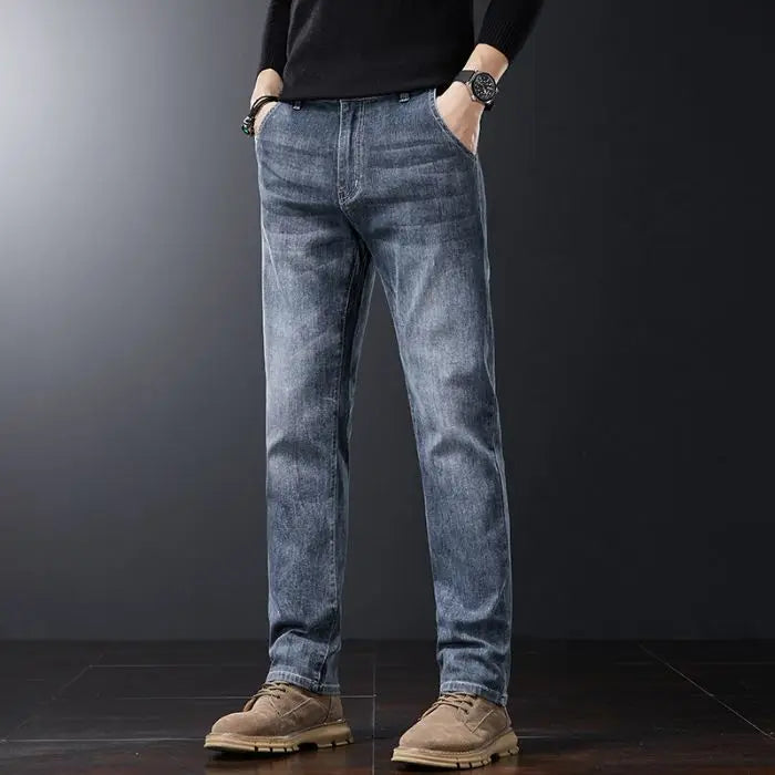 Autumn Winter Men's Fashion Casual Stretch Straight-leg  Jeans Men Streetwear Denim Jogger Pants Men Baggy Harem Jean Trousers