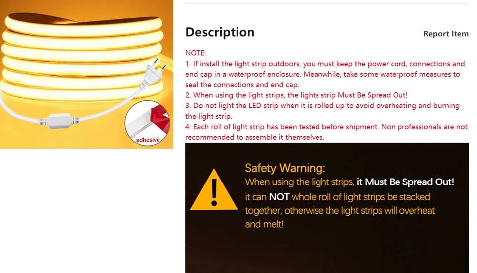 1m-35m Surper Brightness COB LED Strip Light 288LEDs/M RA90 220V Outdoor Waterproof Silicone Tube for Yard Swimming Pool Pathway.