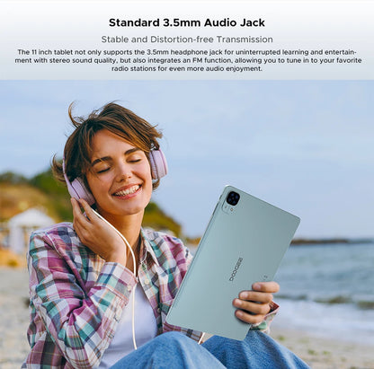 DOOGEE Tab E3 Tablet 11" Screen Android 15 Gemini AI 7.5mm Ultra-thin 32GB (8+24) 256GB Dual Speakers 8800mAh Battery Smart Pad