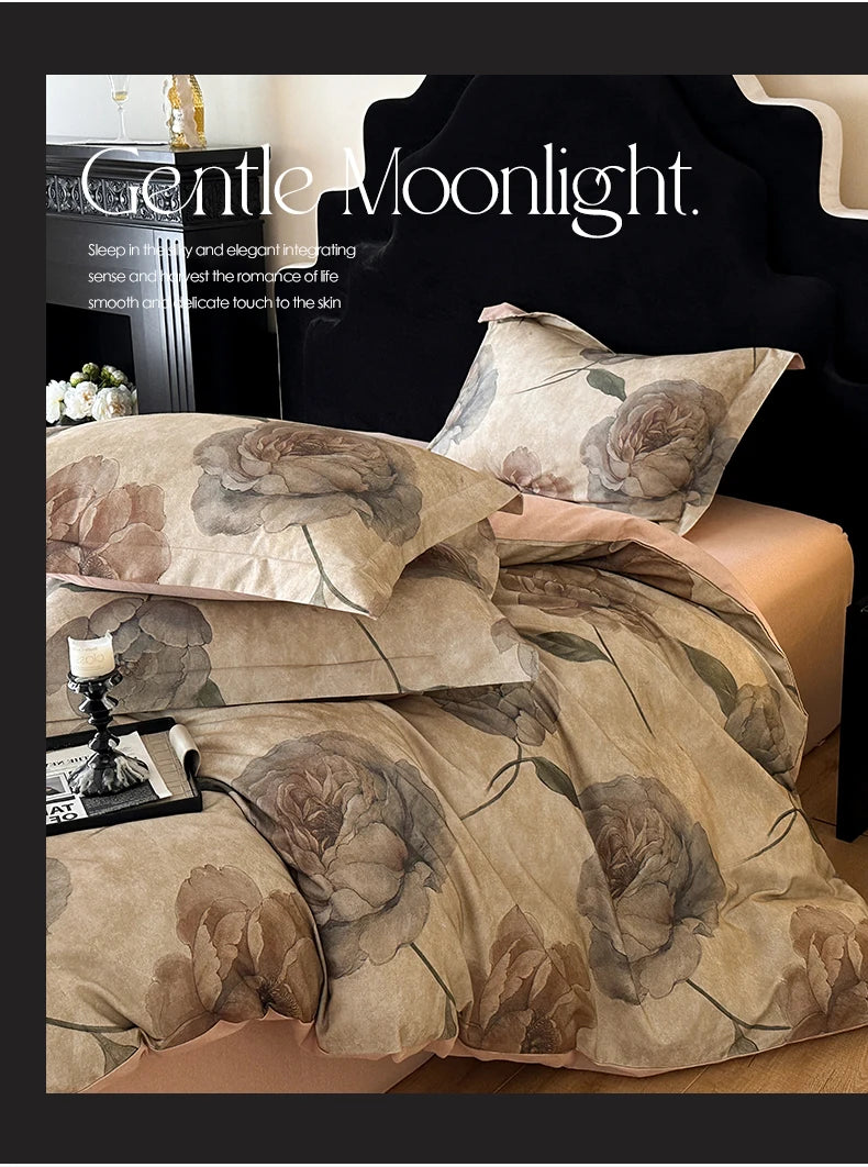 Cotton Bedding Set Luxury Soft Duvet Cover Flat Sheet Pillowcases Single Double Queen King Size Quilt Cover Set