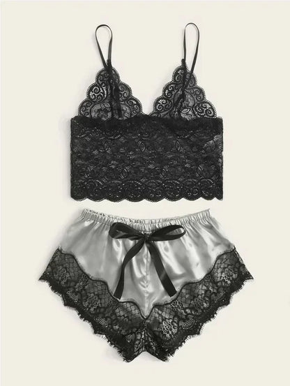 Weibliche Pyjama Sets Spaghetti Strap Top und Shorts Pyjamas Sexy Dessous Seide Satin Nachtwäsche Sommer Hause Tragen Frauen Schlaf Tuch