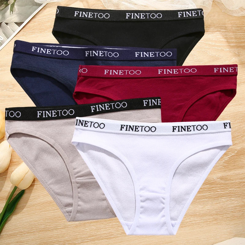 5Pcs/Set Sexy Women' Cotton Pantys Comfort Letter Printed Woman Briefs Ladies Underpants Fashion Girls Waist Band Lingerie M-XXL.