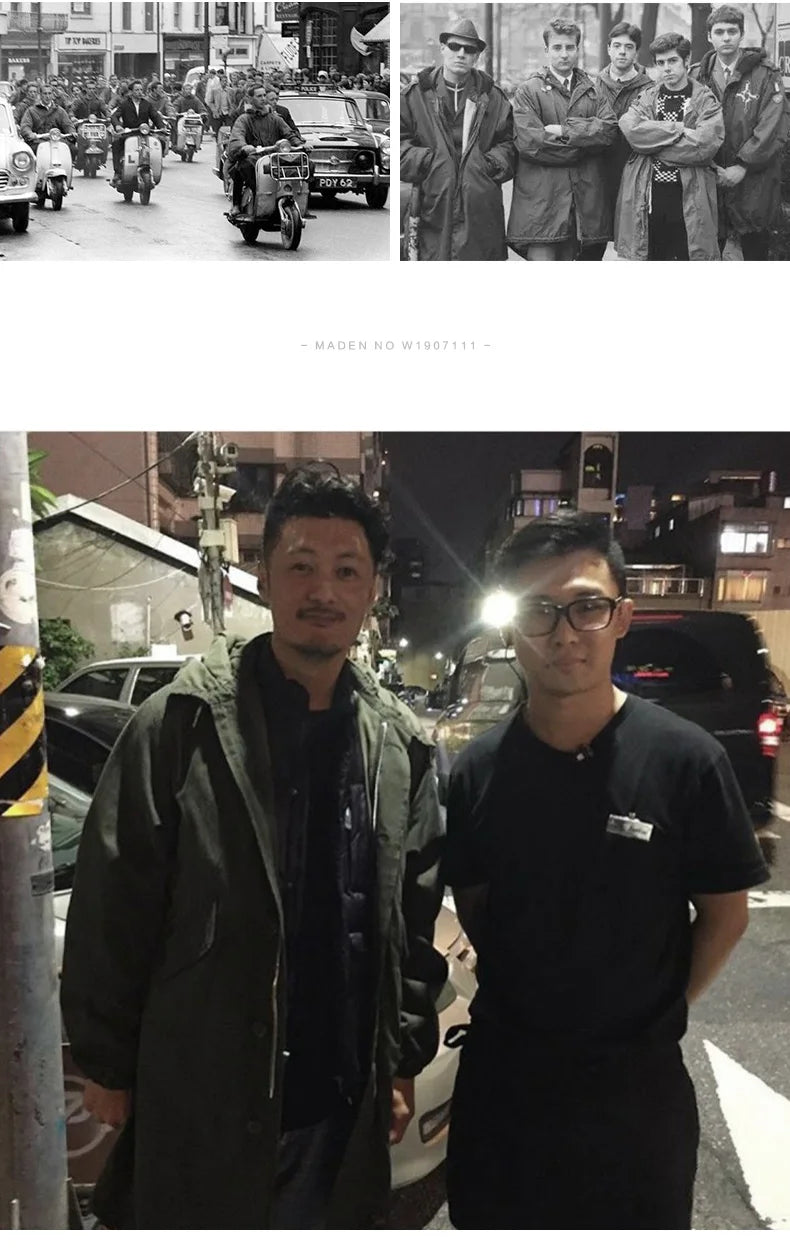 Maden Men's Thick Hooded M-51 Fishtail Cotton Coat Plus Velvet Parka Jacket Green Windbreaker Winter Autumn Men Trench Coat.